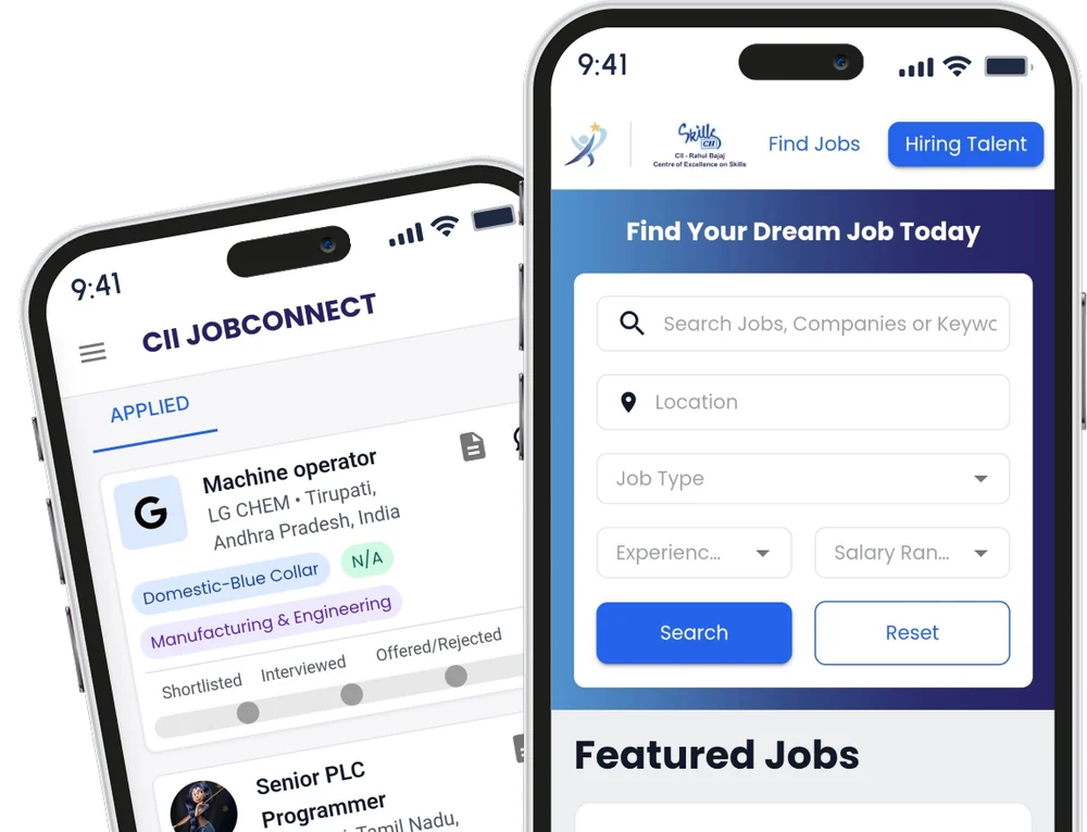 CII JobConnect running on two phones